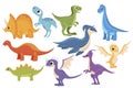 Dinosaur set. Collection of cartoon dinosaurs. Vector illustration of prehistoric animals for children. Royalty Free Stock Photo