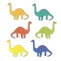 Dinosaur set. Reptilia blue, yellow, red, green animal object isolated for web, for print, for sticker, for emoji Royalty Free Stock Photo