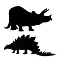 Dinosaur silhouette. Dinosaurs and Jurassic dino monsters icons. Vector silhouette of triceratops or T-rex, brontosaurus Royalty Free Stock Photo