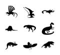 Dinosaur silhouettes set Royalty Free Stock Photo