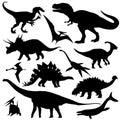 Dinosaur silhouettes set. Royalty Free Stock Photo