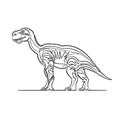 Dinosaur silhoutte, continuous minmalist line art vector