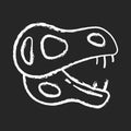 Dinosaur skeleton chalk white icon on black background Royalty Free Stock Photo