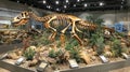 Dinosaur Skeleton Displayed in Museum With Clock in Background Royalty Free Stock Photo