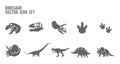 Dinosaur Skeleton Fossil Vector Icon Set Royalty Free Stock Photo
