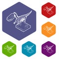 Dinosaur skeleton icons vector hexahedron