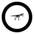 Dinosaur skeleton T rex icon black color in round circle