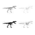 Dinosaur skeleton T rex icon outline set grey black color