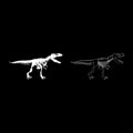 Dinosaur skeleton T rex icon set white color illustration flat style simple image