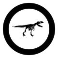 Dinosaur skeleton tyrannosaurus rex bones silhouettes icon in circle round black color vector illustration image solid outline