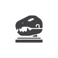 Dinosaur Skull in Paleontological Museum vector icon