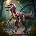 Dinosaur Spinosaurus in the forest. 3d render. AI generated Royalty Free Stock Photo