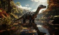 Dinosaur Standing in Water Royalty Free Stock Photo