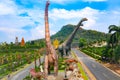 Dinosaur statue and ancient animal statue at Nong Nooch Tropical Botanical Garden, Chonburi Province of Thailand Royalty Free Stock Photo