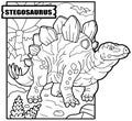 Dinosaur stegosaurus, coloring book, outline illustration Royalty Free Stock Photo