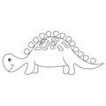 Dinosaur stegosaurus contour. Cartoon nature