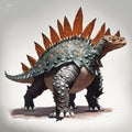 Dinosaur Stegosaurus - 3D render of a dinosaur. Generative AI Royalty Free Stock Photo