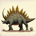 Dinosaur Stegosaurus on white background. 3d illustration. AI Generated Royalty Free Stock Photo