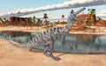 Dinosaur Suchomimus at a waterhole Royalty Free Stock Photo