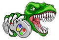 Dinosaur Gamer Video Game Controller Mascot Royalty Free Stock Photo