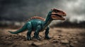 The dinosaur toy was an exploited creature that existed in the dystopian world, when the world was amazing Royalty Free Stock Photo