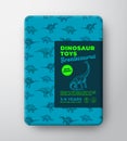 Dinosaur Toys Label Template. Abstract Vector Packaging Design Layout. Hand Drawn Brontosaurus Sketch with Ancient