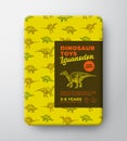 Dinosaur Toys Label Template. Abstract Vector Packaging Design Layout. Hand Drawn Iguanodon Sketch with Ancient Reptile