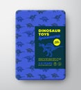 Dinosaur Toys Label Template. Abstract Vector Packaging Design Layout. Hand Drawn Spynosaurus Sketch with Ancient