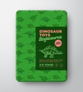 Dinosaur Toys Label Template. Abstract Vector Packaging Design Layout. Hand Drawn Stegosaurus Sketch with Ancient