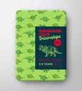 Dinosaur Toys Label Template. Abstract Vector Packaging Design Layout. Hand Drawn Triceratops Sketch with Ancient