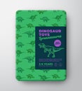 Dinosaur Toys Label Template. Abstract Vector Packaging Design Layout. Hand Drawn Tyrannosaurus Rex Sketch with Ancient
