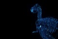 Dinosaur TRex Skeleton in Hologram Wireframe Style. Nice 3D Rendering Royalty Free Stock Photo