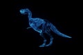 Dinosaur TRex Skeleton in Hologram Wireframe Style. Nice 3D Rendering Royalty Free Stock Photo