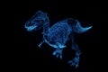 Dinosaur TRex Skeleton in Hologram Wireframe Style. Nice 3D Rendering Royalty Free Stock Photo