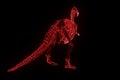 Dinosaur TRex Skeleton in Hologram Wireframe Style. Nice 3D Rendering