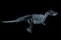 Dinosaur TRex Skeleton in Hologram Wireframe Style. Nice 3D Rendering Royalty Free Stock Photo