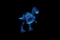 Dinosaur TRex Skeleton in Hologram Wireframe Style. Nice 3D Rendering