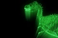 Dinosaur TRex Skeleton in Hologram Wireframe Style. Nice 3D Rendering Royalty Free Stock Photo