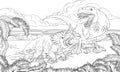 Dinosaur TRex Triceratops Scene Coloring Book Page