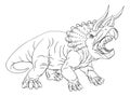 Dinosaur Triceratops Cartoon Coloring Book Page Royalty Free Stock Photo