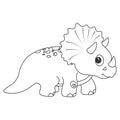 Dinosaur triceratops contour. Cartoon nature