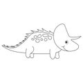 Dinosaur triceratops contour. Cartoon nature