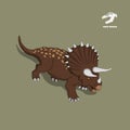 Dinosaur triceratops in isometric style. Isolated image of jurassic monster. Cartoon dino 3d icon