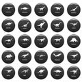 Dinosaur types signed name icons set vetor black