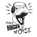 Dinosaur tyrannosaur in headphones