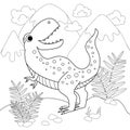 Dinosaur tyrannosaurus. Black and white linear illustration. Vector Royalty Free Stock Photo