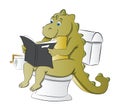 Dinosaur Using a Toilet, illustration Royalty Free Stock Photo