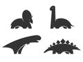 Dinosaur vector logo design element. Jurassic park world. Set dinosaurs silhouette isolated on white background. Collection dino