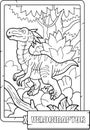 Dinosaur velociraptor, coloring book for children, outline illustration Royalty Free Stock Photo