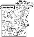 Dinosaur velociraptor, coloring page, outline illustration Royalty Free Stock Photo